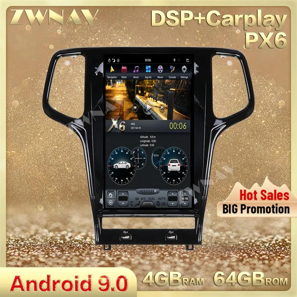 Tesla Экран Android плеер для JEEP Grand Cherokee 2010 2011 2012 2013 2014 2015 2016 2017 2018 2019 Радио Стерео GPS