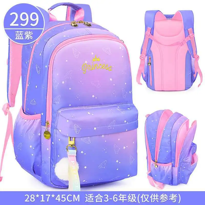 Original Disney Princess Schoolbag Primary School 1-3 School Girls Girls Lightweight 6-9 Years Old Children Backpack Kid