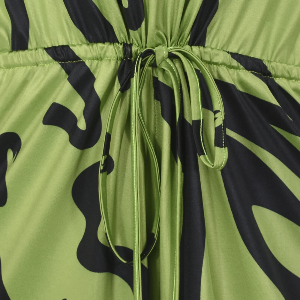 

One Piece Jumpsuits Womens Outfits Lace Up Casual Ladies Printed Wide Leg Long Rompers Fashion 2021 Summer Fall Women Clothing