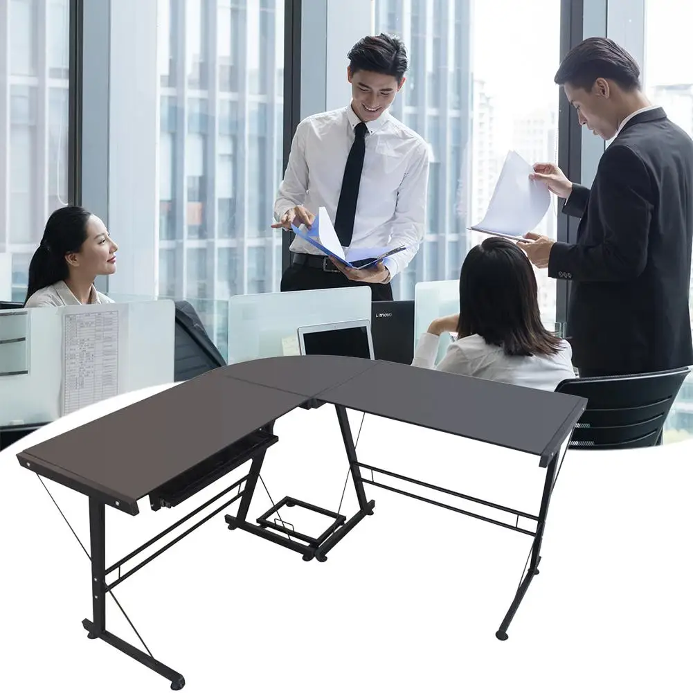 

L-Shaped 3 Parts Durable Stalinite Splicing PC Computer Desk Laptop Stand Computer Desk Computer Table Folding Table