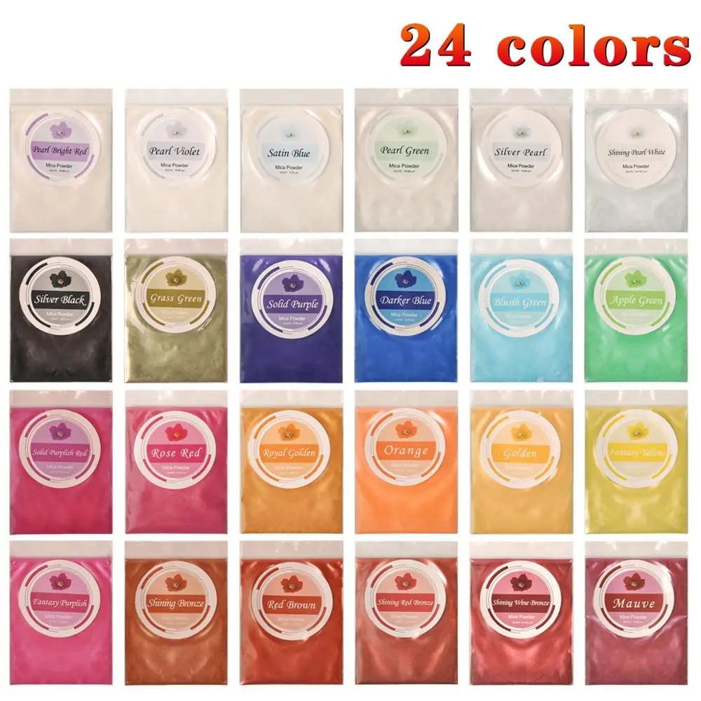 24 colors 15 цветов для мыловарения/мыло красители/Нейл-арт/тени для век DIY слюдяной порошковый пигмент комплект поставки порошок смола в бутылке - Цвет: 24 colors