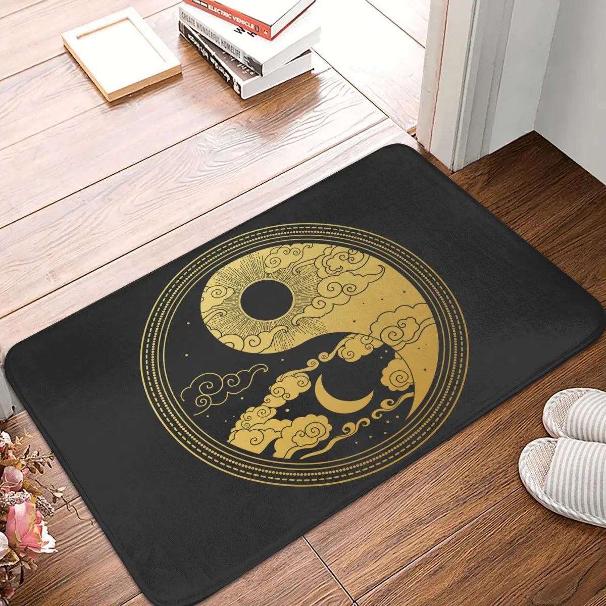 Напольный коврик в восточном стиле с изображением солнца луны облаков звезд
