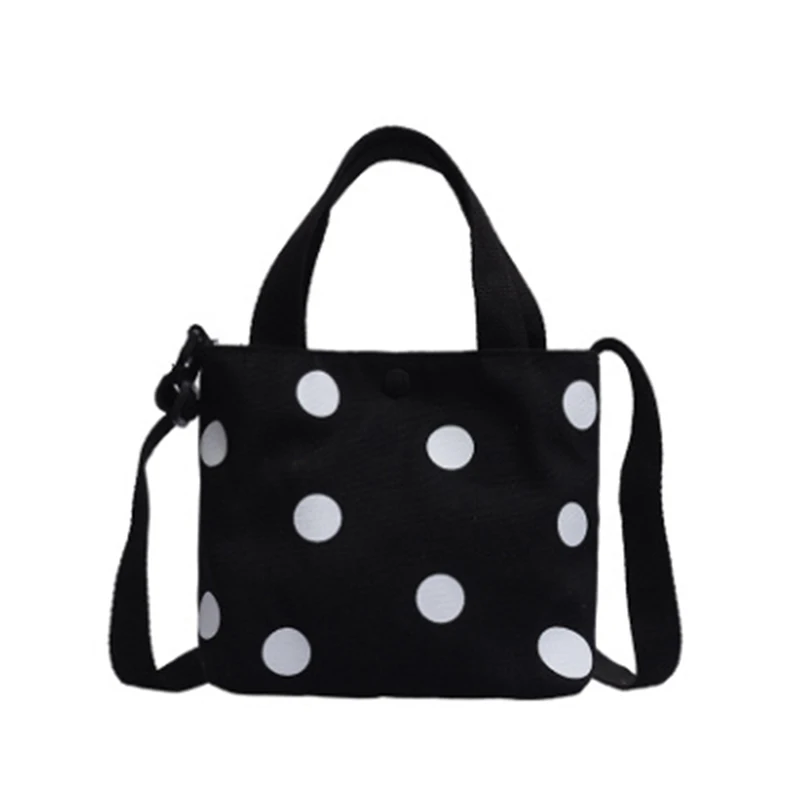 

New Korean Style Handbag Lazy Style Small Bag Female Wave Dot Canvas Bag Female Shoulder Messenger Bag Crossbody Bag