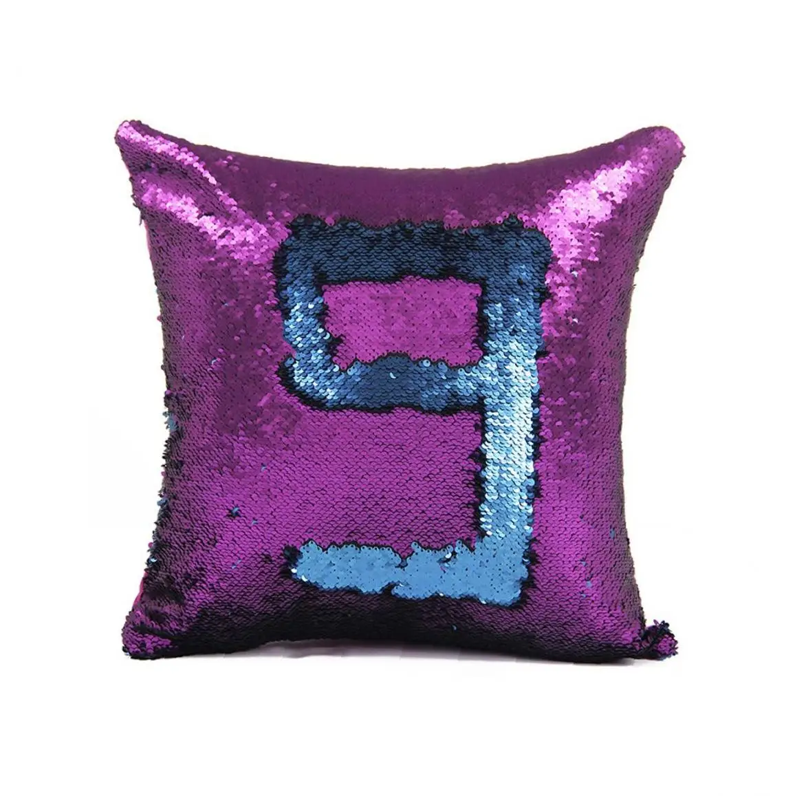 Bling Pillow Cover Magic Reversible Mermaid Sequins Cushion Glitter Throw Case Decor - Purple |