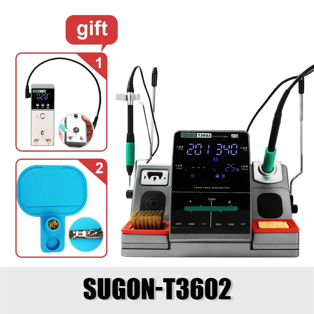 Паяльная станция SUGON T3602 JBC C115 C210 двойная сварочная паяльная для сотового телефона