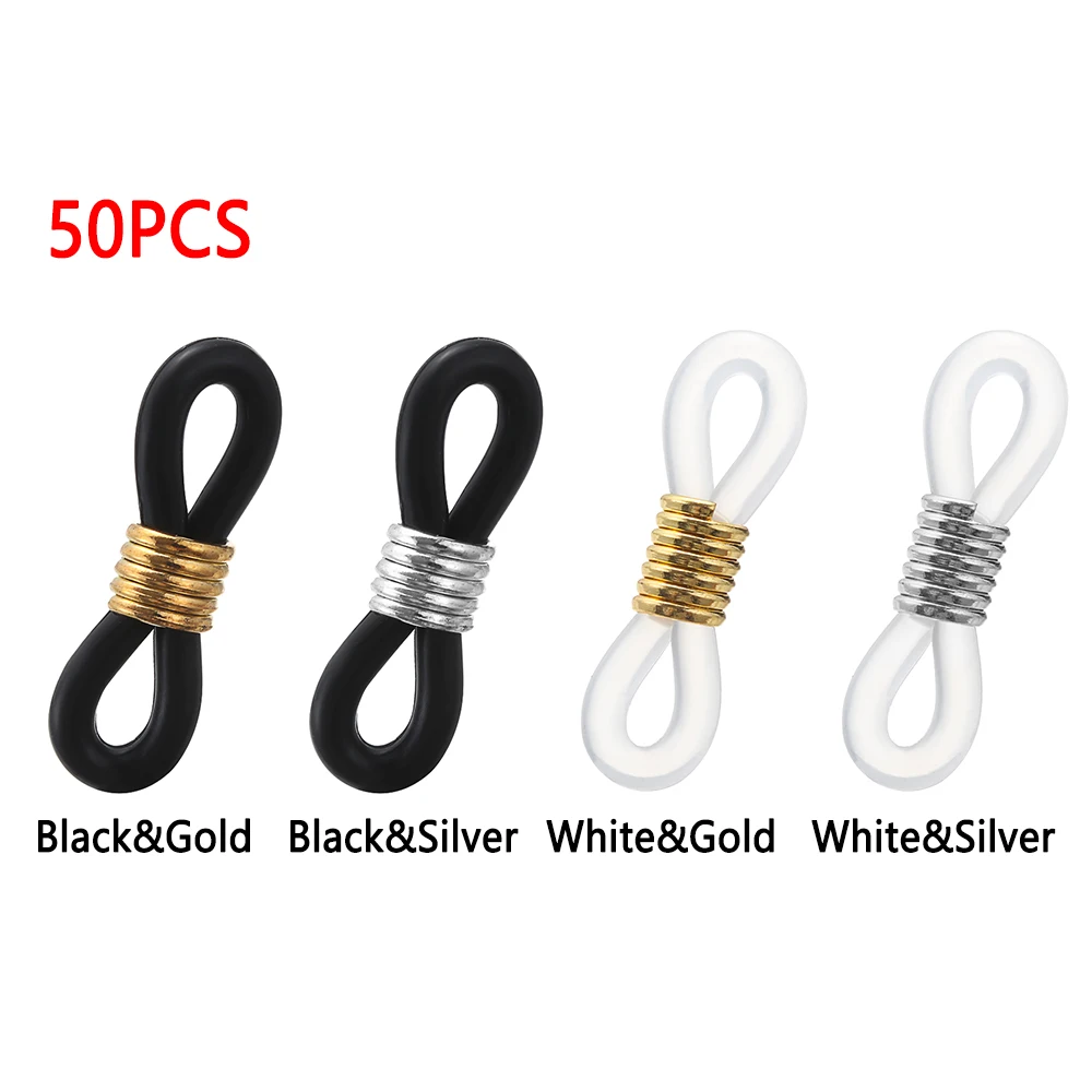 

50PCS Anti-Slip Eyeglass Chain Ends Retainer Adjustable Rubber Eyeglass Strap Spectacle End Connectors Eyewear Accessories