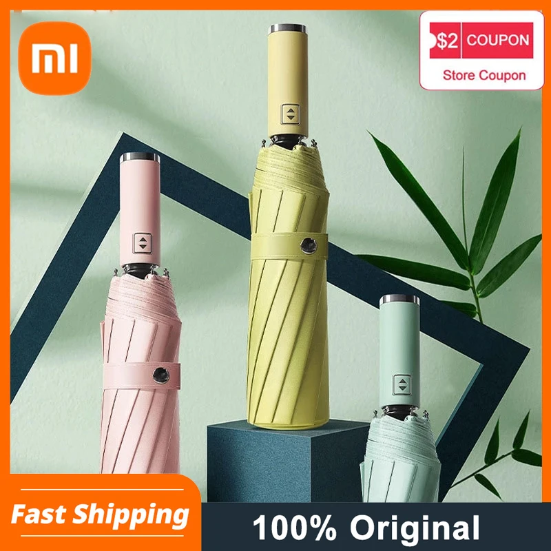 

Xiaomi Automatic Folding Umbrella Rain Windproof Anti-Uv Parasol Women Umbrellas New 12K Three-Folding Umbrella Girls