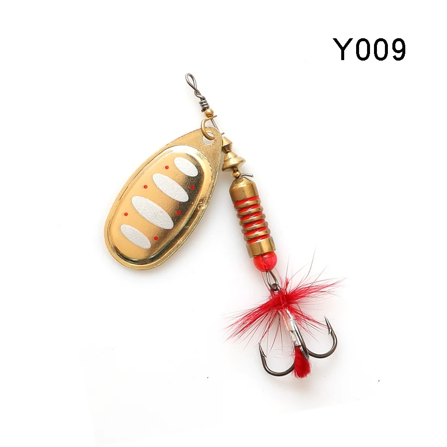 W.P.E New Spinner Lure Hard Bait 1pcs 6.5g/10g/13.5g Spoon Lure Metal Lure Feather Treble Hook Fishing Tackle Bass Fishing Pesca - Цвет: Y009
