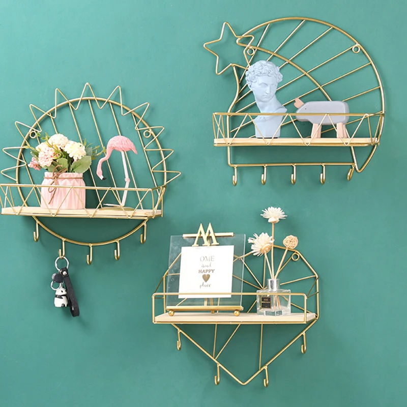 

Металлическая настенная полка, милый настенный держатель для хранения, настенные полки, стеллаж для кухни, спальни GQ