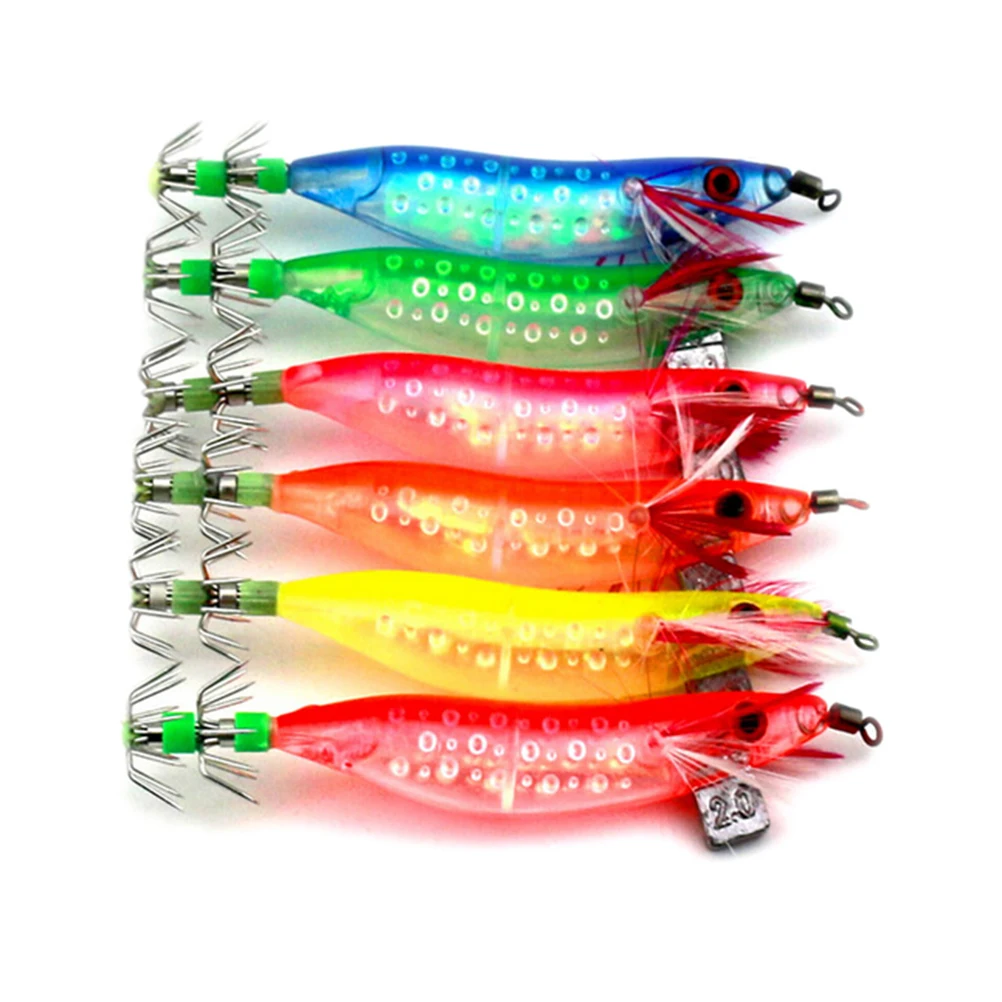 

New 1Pc New 10cm Luminous Shrimp Fishing Lure Squid Night Fishing Squid Jigs Bass Bait Fish Tackle Color Random
