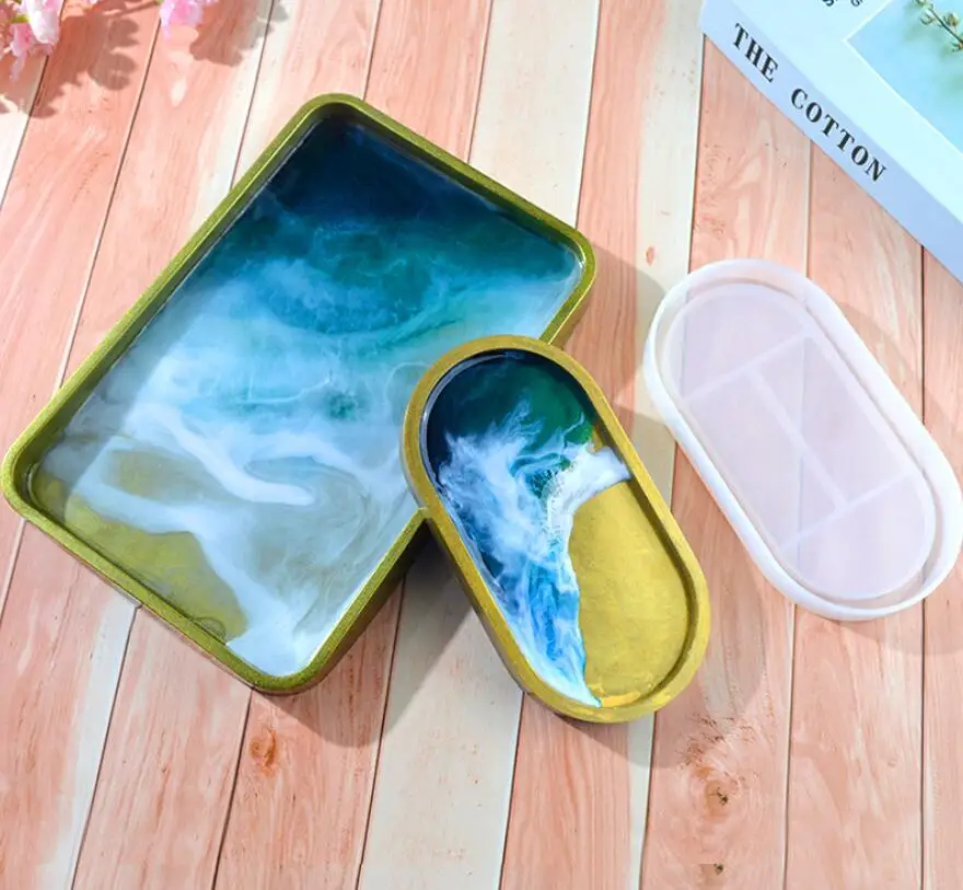 

DIY Crystal Epoxy Resin Oval Tray Coaster Silicone Mold Resin Mould Casting Molds Handmade Jewelry Storage Tray Home Decoration