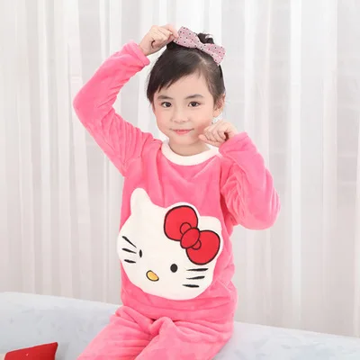 Новая зимняя детская флисовая Пижама для девочек теплая фланелевая одежда сна