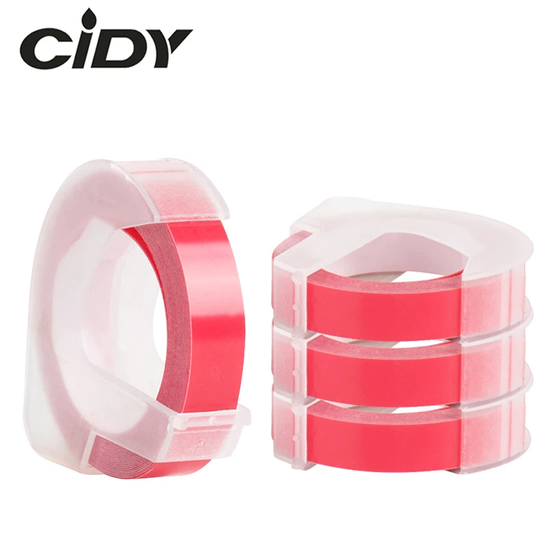 

CIDY 4pcs Pink color 9mm Plastic for DYMO 3D Organizer Xpress for Embossing Label Makers DYMO 1610/12965/1880 Motex E101