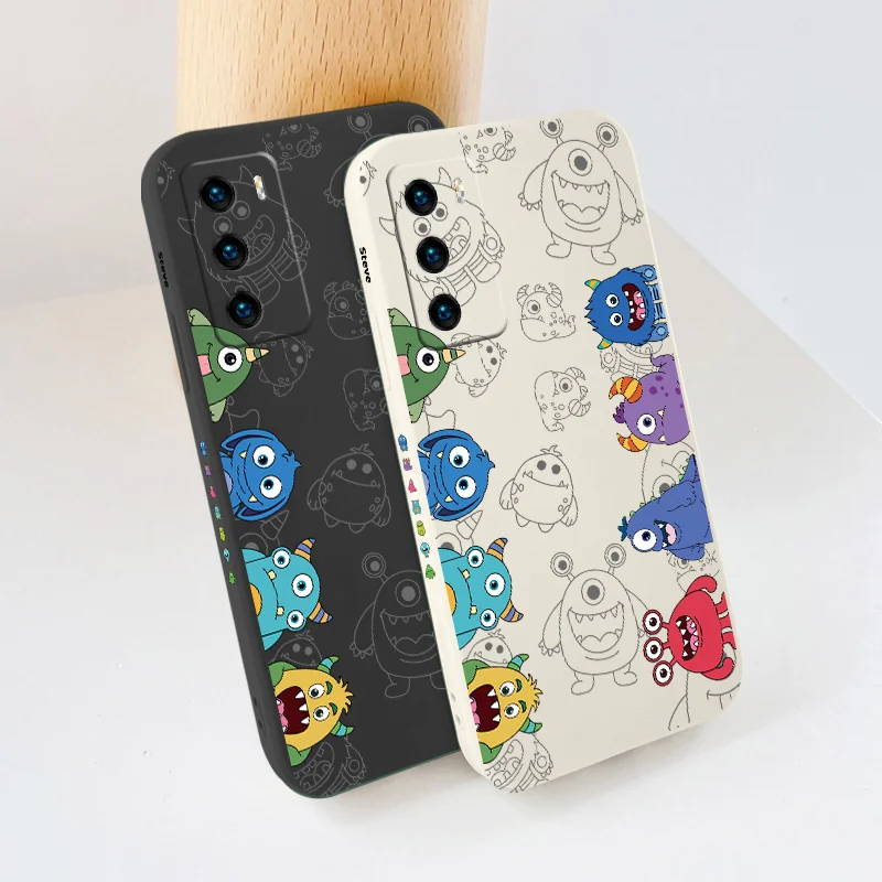 Sideprint Monster Silicone Case For Huawei P40 P50 P30 P20 Pro Lite Mate 40 30 20 Pro Lite Nova 5t Y7A Soft Phone Cover Case