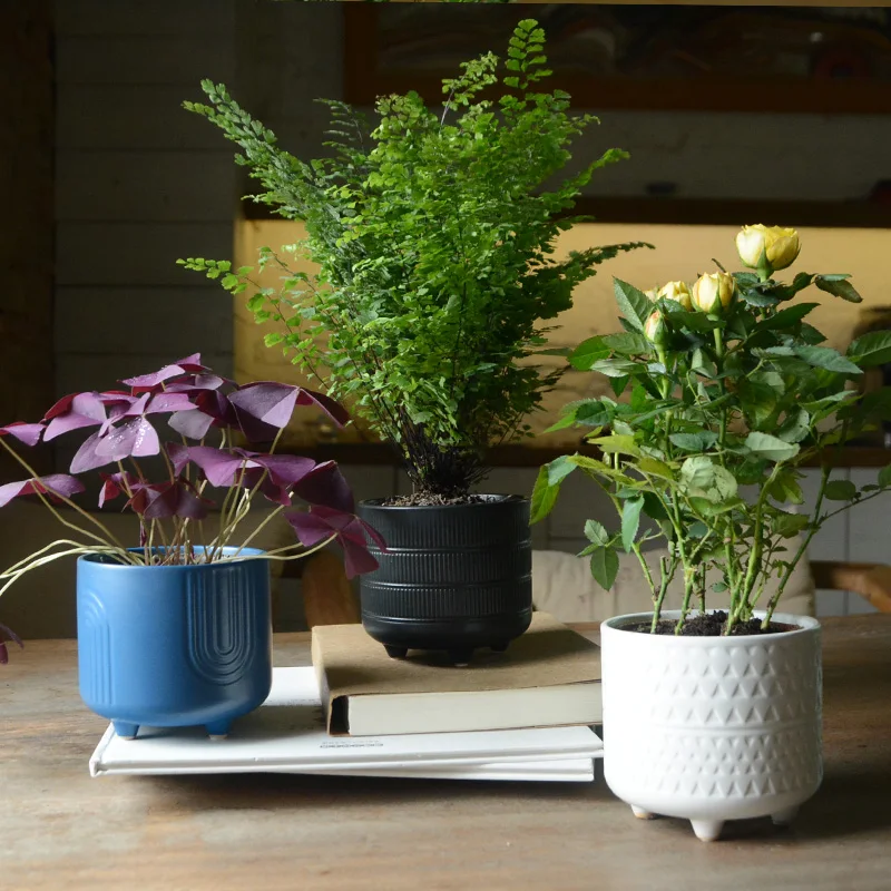 

Ceramic Simple Style Flowerpot Succulent Plant Container Green Planters Bonsai Pots Indoor Tabletop Balcony Home Decoration