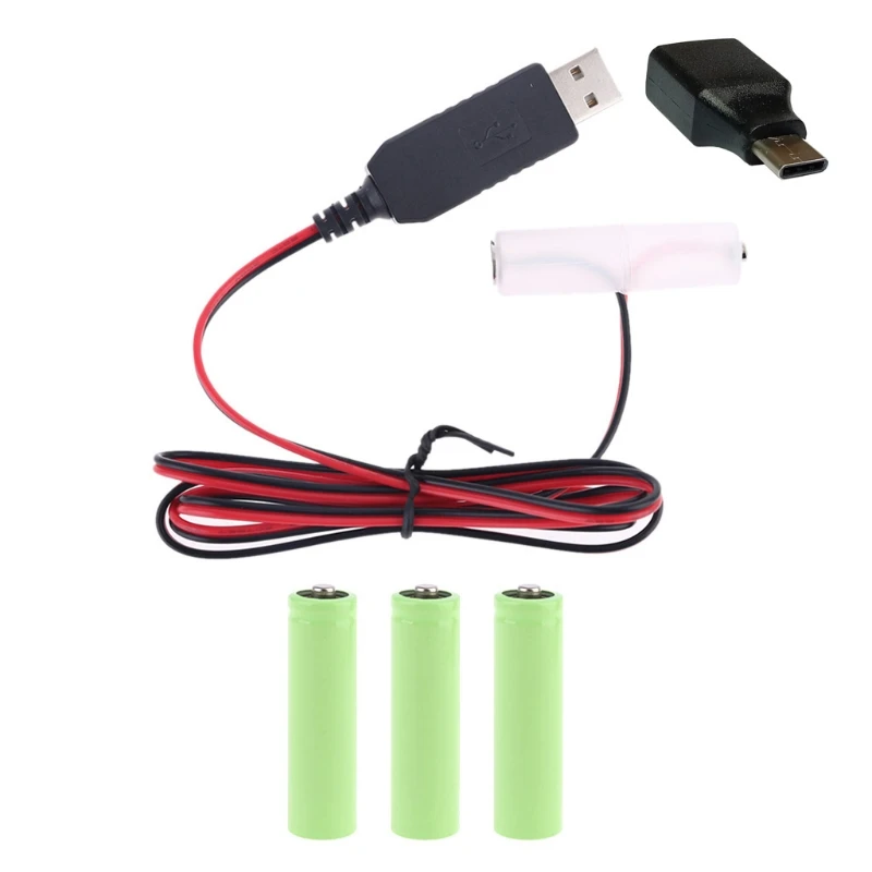 Блок питания LR6 AA USB или Type C может заменить 1 4 батарейки на Рождество радио игрушку