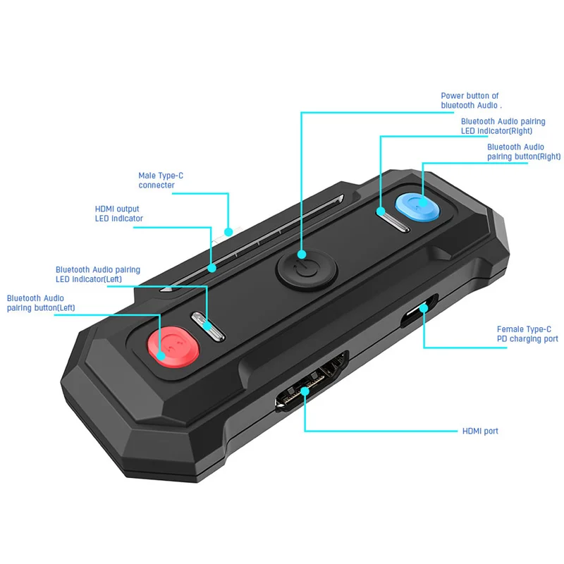 Адаптер Bluetooth Type C для Nintendo Switch Lite беспроводной передатчик с низкой задержкой HDMI