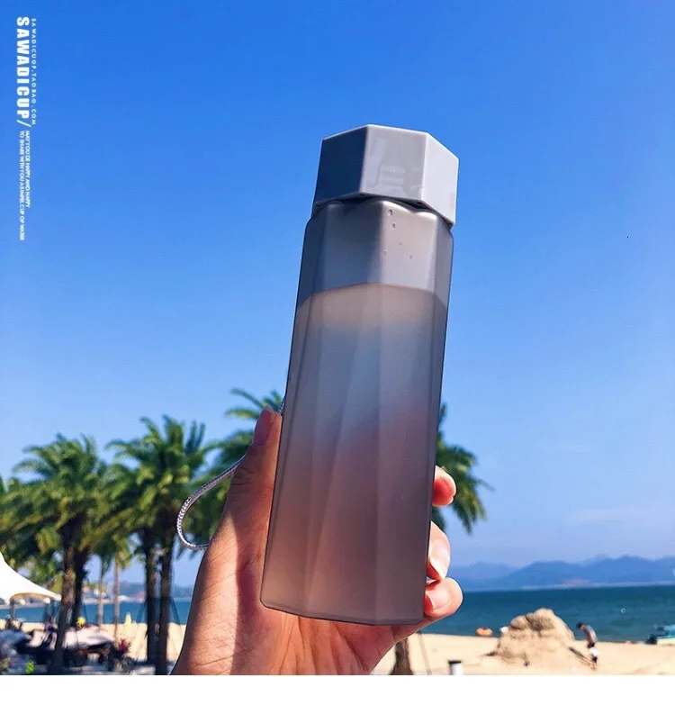 Matte ash Soffe на открытом воздухе простая Спортивная бутылка для воды с веревкой 380 мл Высокое качество пластик скраб поверхность герметичная печать прямые бутылки для напитков - Color: Matte ash