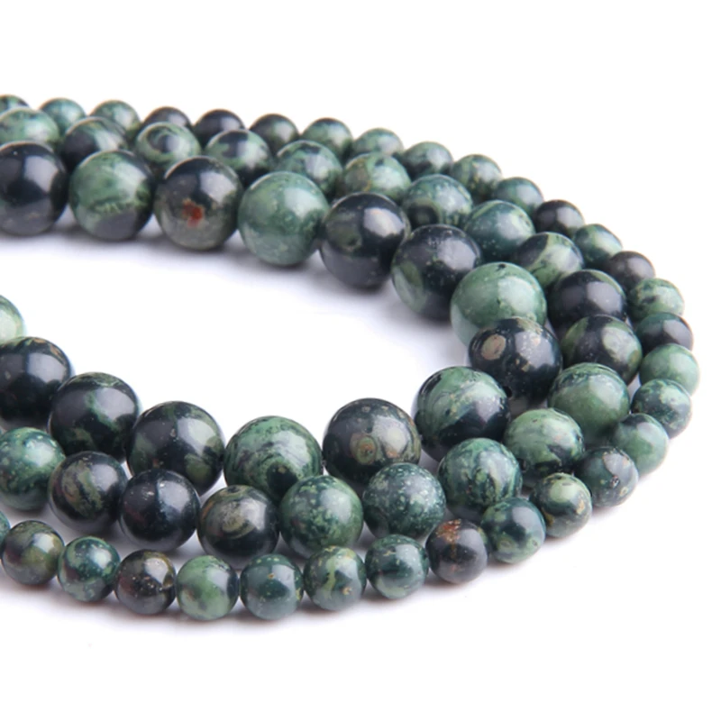 

Natural dark green Polar Jaspers Gem stone Beads Loose round green black stones Bead For diy jewelry making Rosary Bead Bracelet