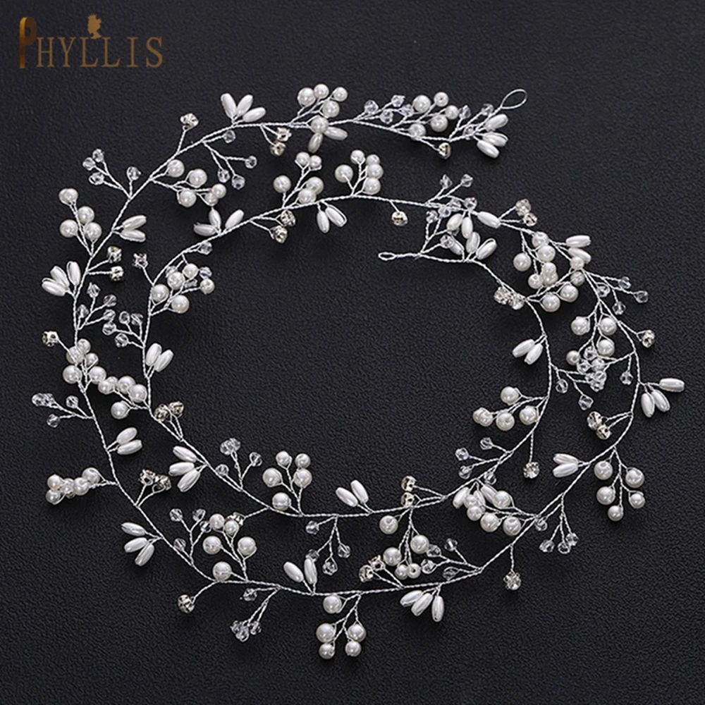 

A319 Handmade Wedding Hair Vine Crystal Tiaras Bridesmaid Headband Women Headwear Pearl Bridal Headpiece Party Hair Accessories