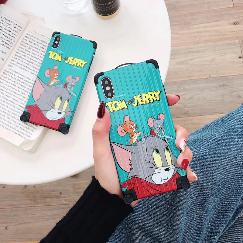 Забавный чехол с рисунком Тома Джерри для iPhone X XR Xs Max 8 7 6 6s Plus багажа мягкий