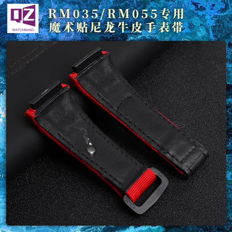 High Quality 25mm Nylon Watchband Canvas Stitching For Richard MILLE Strap Man Watch band Genuine Leather bottom and tools