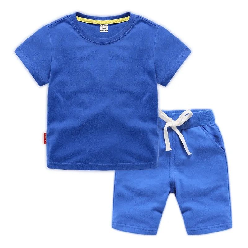 

ZWY921 Children's Outfit Sets Boys O-Neck T-Shirt and Shorts Summer Casual Cartoon Pattern Print Kids Boy Cotton Clothes