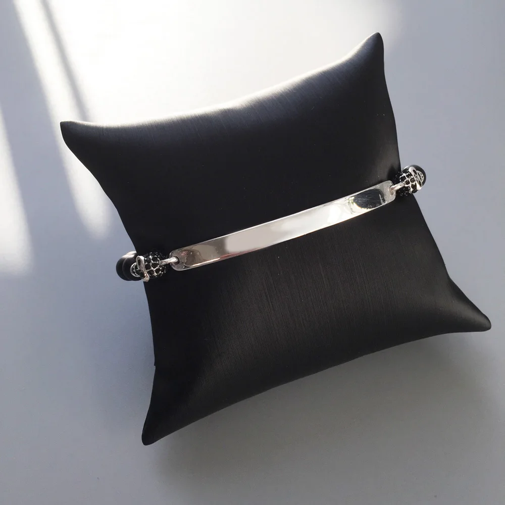 Браслеты с черным черепом из ниток диаметром 6 мм матовый обсидиановый мост 925