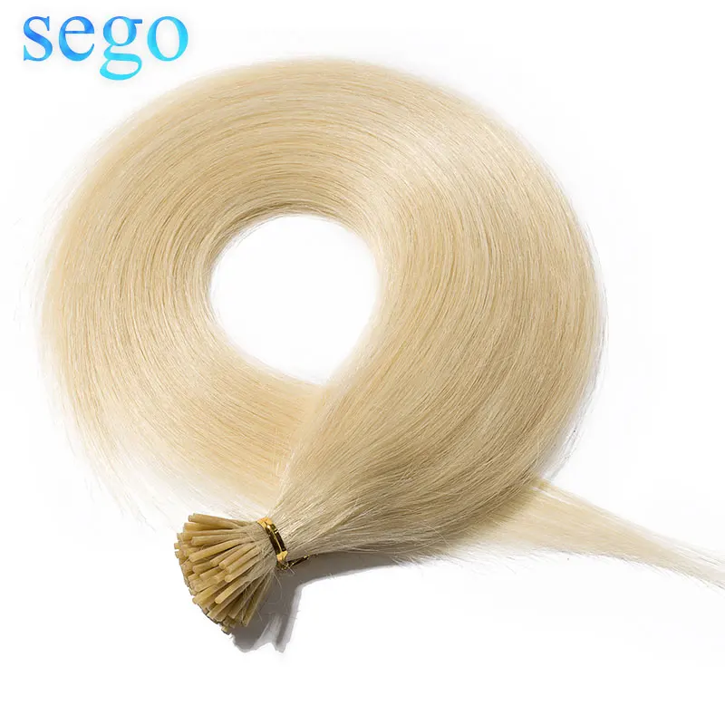SEGO 1"-22" 50 г 100 прядей прямые человеческие волосы, кератиновые накладные волосы, Предварительно Связанные, не Реми, fusion