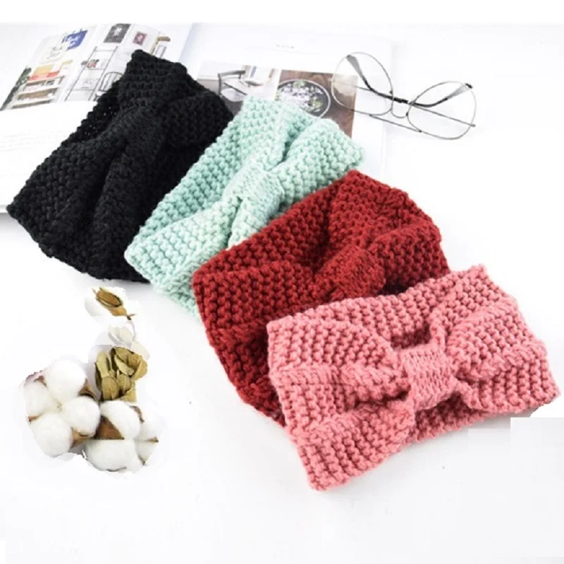 Аксессуары для волос тюрбан женщин вязаный крючком бант широкий женский