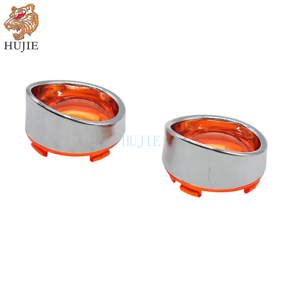 

Motorcycle Turn Signal Light Yellow Lens Cover Chrome Bezels Visor For XL883N, XL1200N, XL1200V, XL1200X, FXDB, FLS