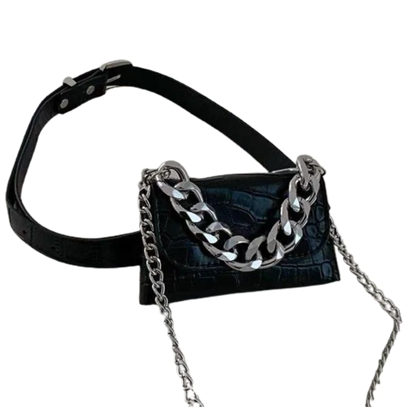 

Fashion Ladies Girls All-Match Crocodile Fanny Chain Women's Belt With Waist Shoulder Bag Belt Chain