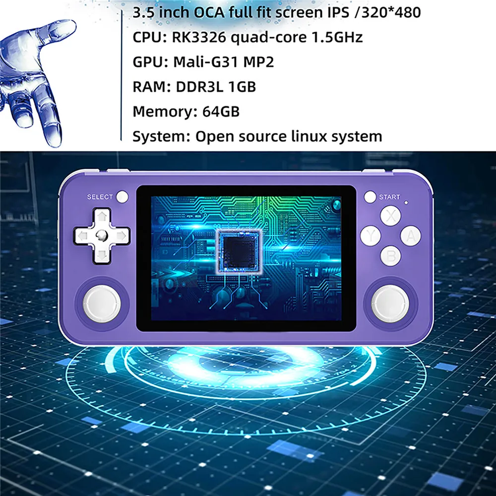 

64G/128G RG351P Retro Game Console English System Arcade Nostalgic Handheld Game Console
