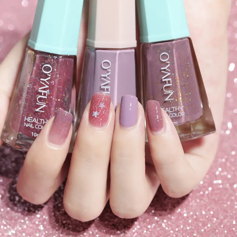 10Ml Solid Color Nail Polish Free Baking Long Lasting Waterproof Quick-Drying Non-Toxic Tasteless 40 Colors Sequins | Красота и