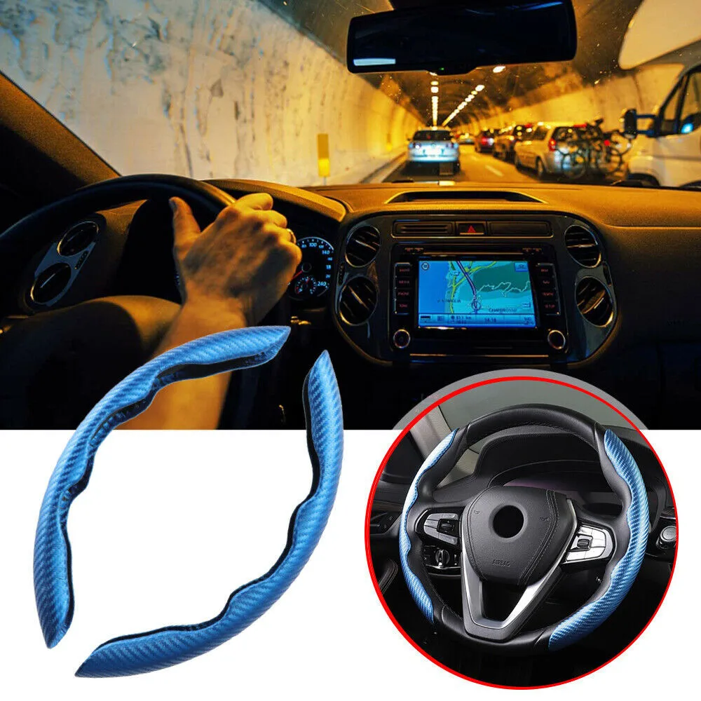 

1 Pair Car Steering Wheel Booster Cover Trim Car Accessories Carbon Fiber Style Non-Slip Steering Wheel Covers
