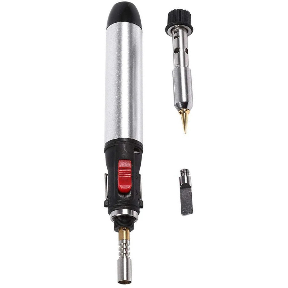 

Набор газового паяльника 4 в 1, Сварочная ручка, портативная беспроводная горелка, инструмент с бутановым наконечником 12 мл, сварочный паяль...