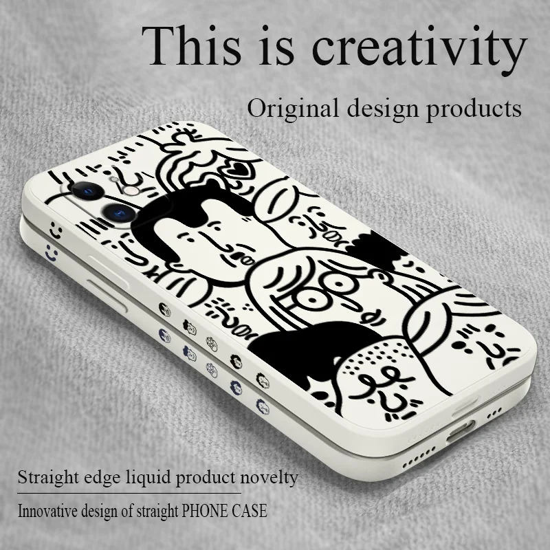 

Luxury Sketch Avatar Phone Case For iPhone 12 Pro Max 11 X XS XR XSMAX SE2020 8 8Plus 7 7Plus 6 6S Plus Liquid Silicone Cover
