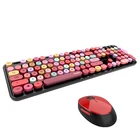Клавиатура и мышь, 2,4 ГГц, в подарок для девочек, 104 клавиши, колпачок, симпатичный, розовый, синий, зеленый, красный, черный, для ПК, ноутбука