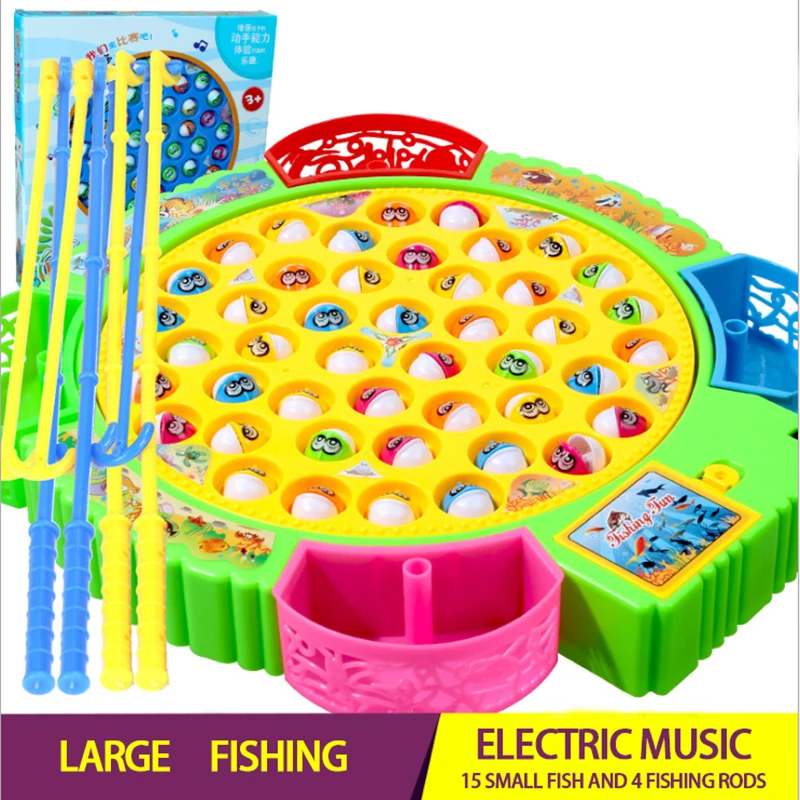 

Electric Rotating Fishing Play Game Musical Fish Plate Set Magnetic Outdoor Sports Toys for Children GiftsKids Fishing Toys