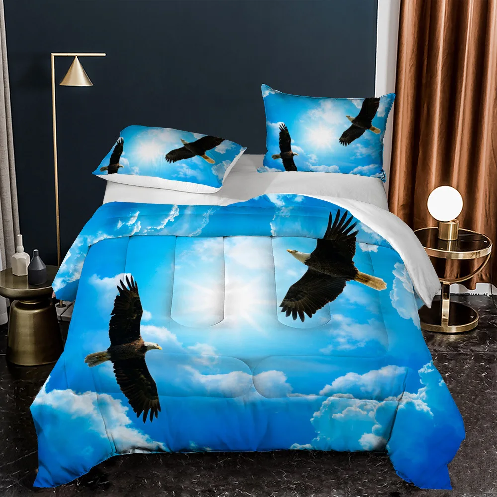 

3D Print Duvet Down Cotton Comforter Set American Eagle Series Summer Quilt Queen Size Thick Quilting Blanket Bedding Pillowcase