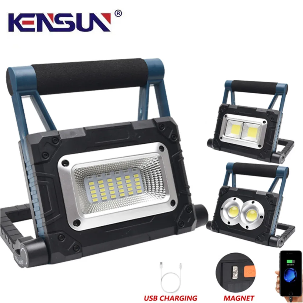 

New COB Solar Charging Work Light Mobile Emergency Light Portable Camping Lawn Light USB charging flood light