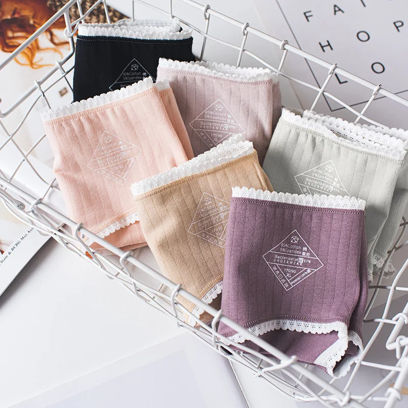 10 шт./лот женские хлопковые трусики полосатые трусы со средней талией нижнее