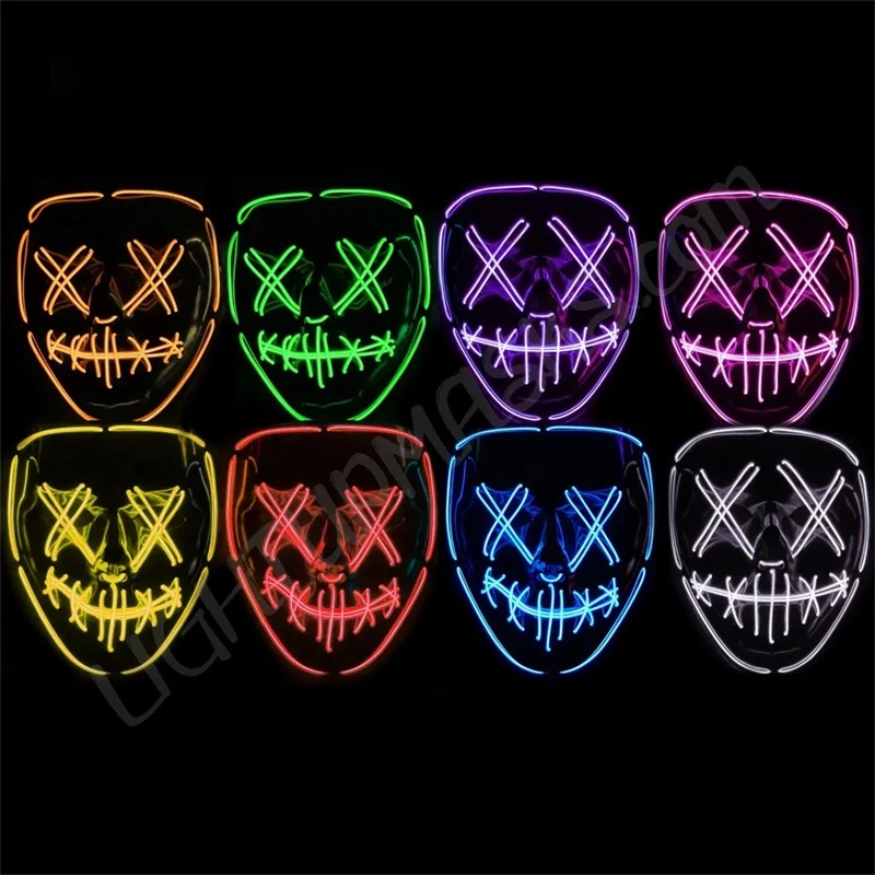 Светящийся светодиодный светильник с полной лицевой маской смайлик сшитый El Wire