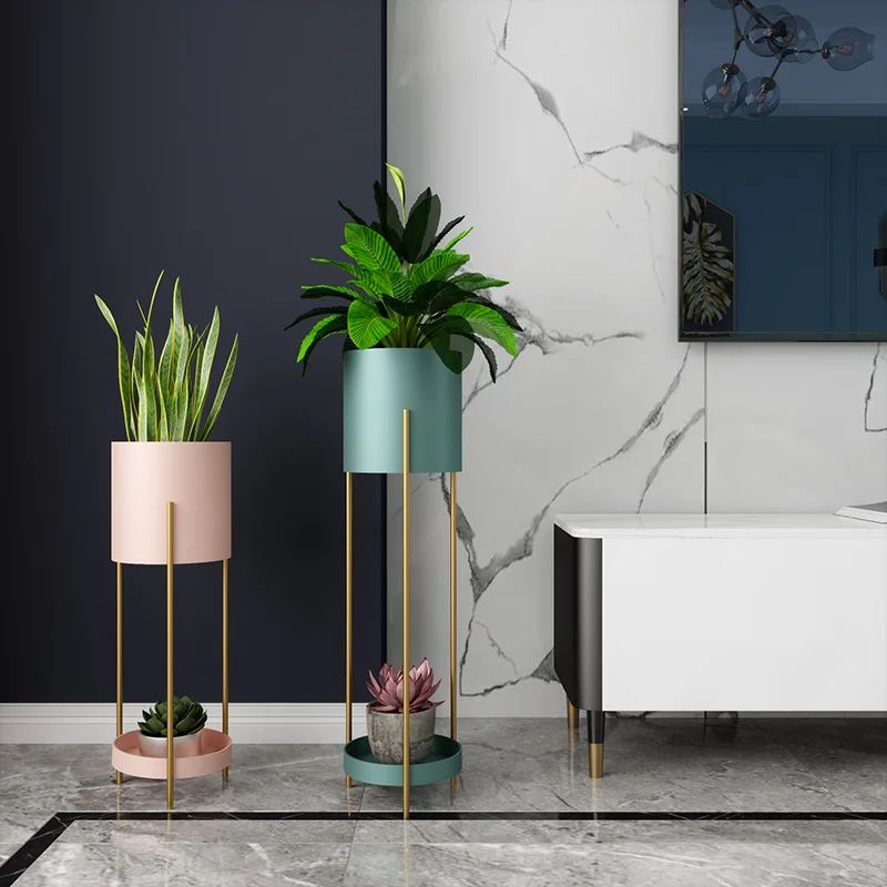 

Скандинавская Золотая Кованая подставка для цветов, одноместная комнатная напольная Современная Минималистичная Цветочная кастрюля, зеле...
