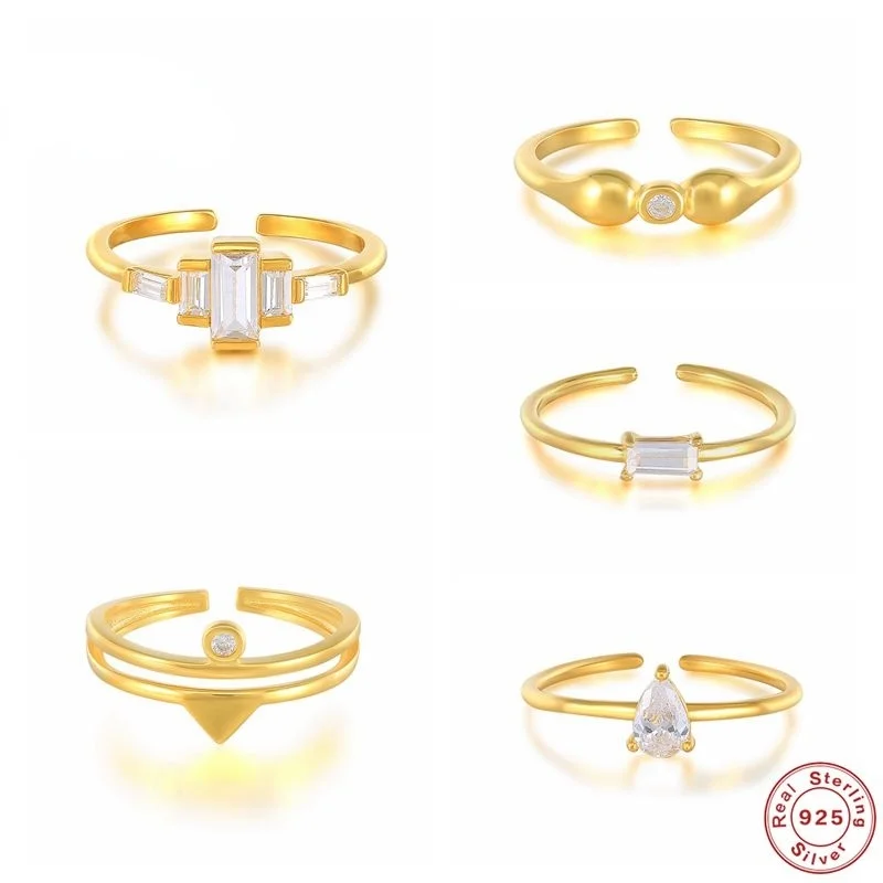 

Adjustable Sterling Silver Zircon Open Size Finger Ring for Women Statement Wedding Engagement Jewelry Ring Anillos Ring Jewelry