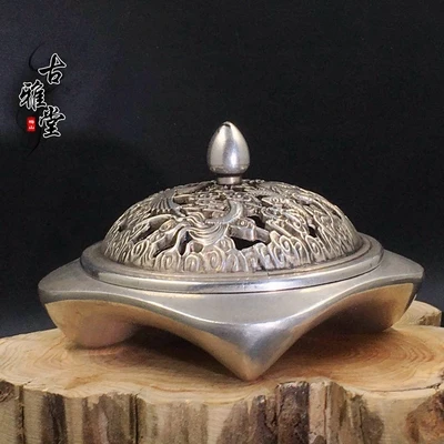 

Изысканное античное украшение Chengxiang из чистой белой меди с драконом и Фениксом, курильница для благовоний