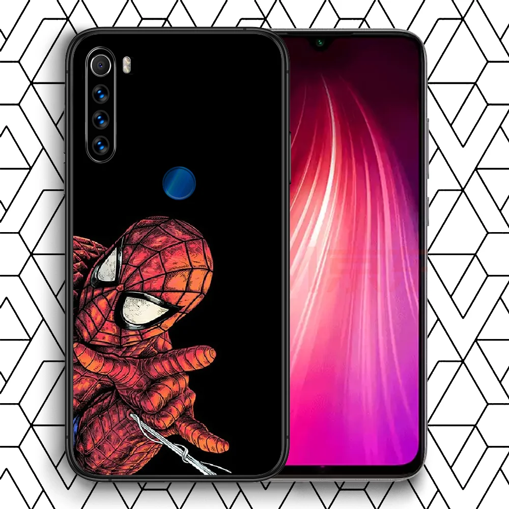

Spiders Man Super hero Phone Case Cover Hull For XIAOMI Redmi 7 7a 8 8a 9 9a NOTE 6 7 8 8t 9 9s Pro Max 4X black Cover Tpu Funda