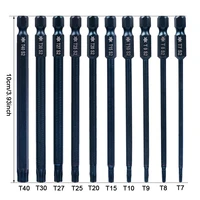 10pcs t7 t40 magnetic torx screwdriver bits 14 inch hex electric security screwdriver drill set with hole hand tool