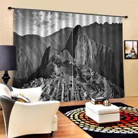 black and grey black high mountain 3d window curtain luxury living room decorate cortina