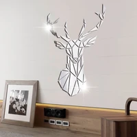 3D Mirror Acrylic Wall Stickers Living Room Bedroom DIY Decoration Deer Self-adhesive Wall Sticker TV Background Wall Decor
